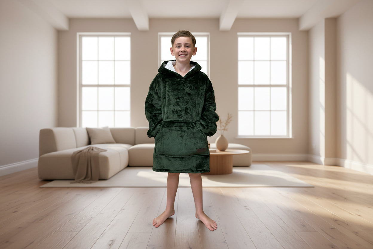 Adult/Youth Army Green Hoodie Blanket & Socks