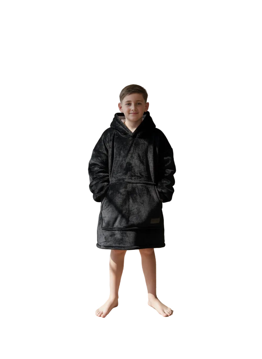 Black Oversized Blanket Hoodie & Slipper Socks