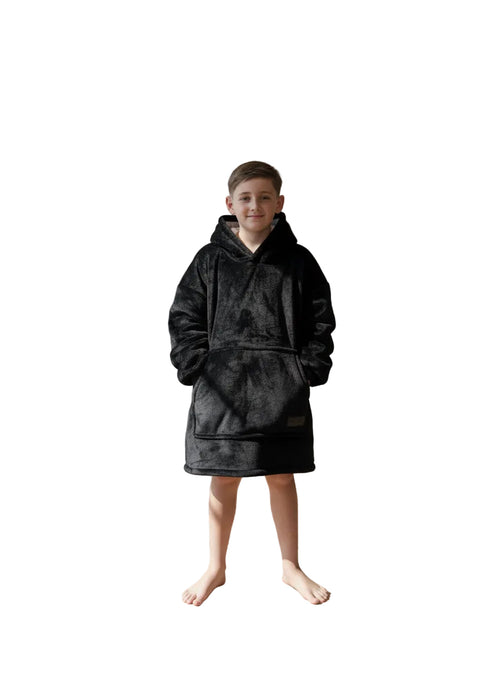 Black Oversized Blanket Hoodie & Slipper Socks