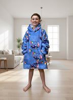 Kids Stitch Oversized Hoodie Blanket Socks Warm Fleece Hooded Sweatshirt for Children