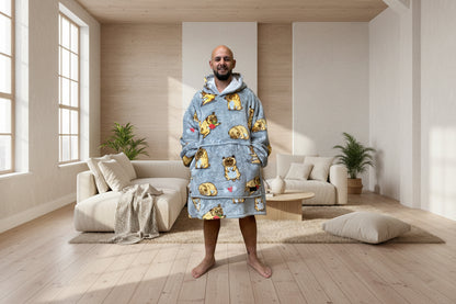 Adult/Youth Pugs Hoodie Blanket & Socks