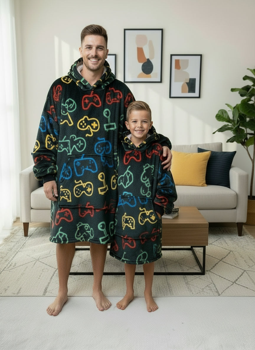 Adult/Youth Colourful Game Hoodie Blanket & Socks