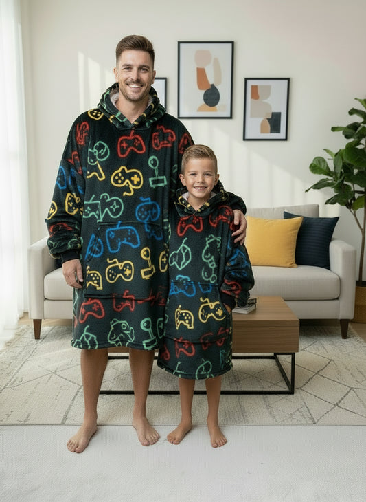 Adult/Youth Colourful Game Hoodie Blanket & Socks