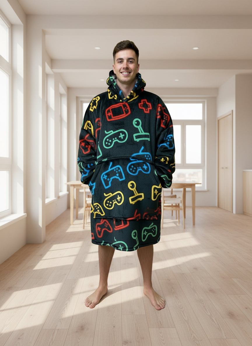 Adult/Youth Colourful Game Hoodie Blanket & Socks