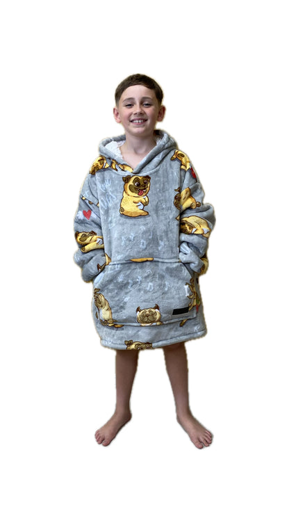 Adult/Youth Pugs Hoodie Blanket & Socks
