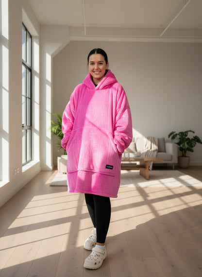 Adult/Youth Hot Pink Hoodie Blanket & Socks