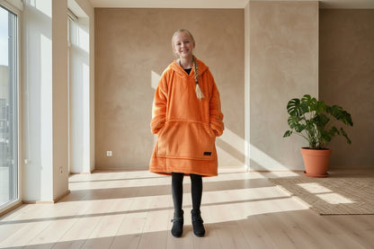 Adult / Junior Orange Hoodie Blanket