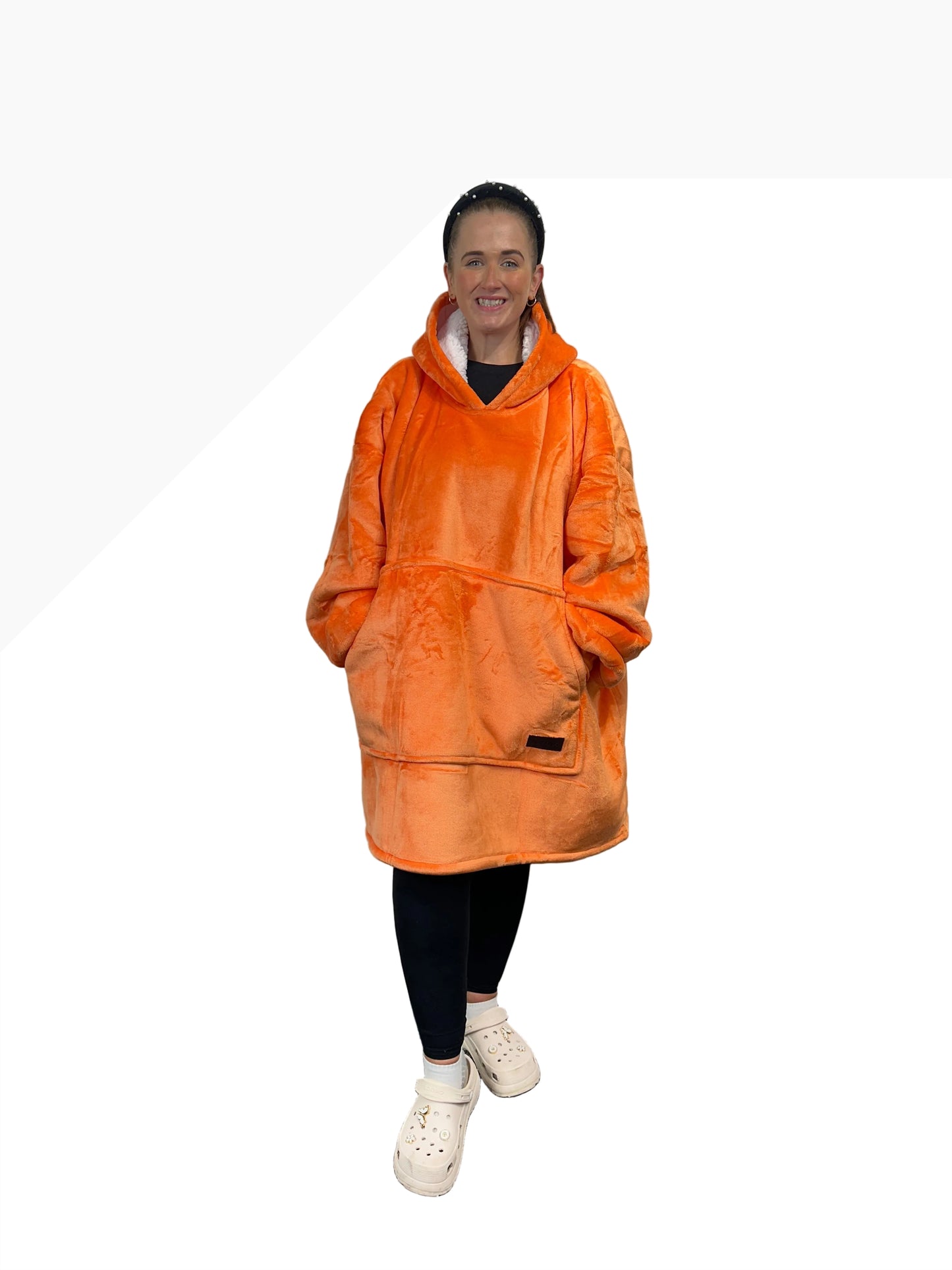 Adult / Junior Orange Hoodie Blanket