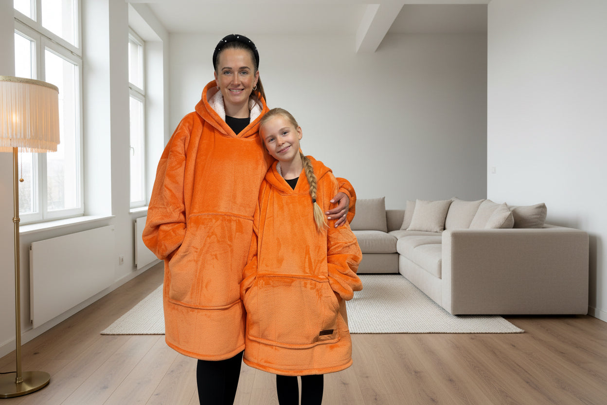 Adult / Junior Orange Hoodie Blanket