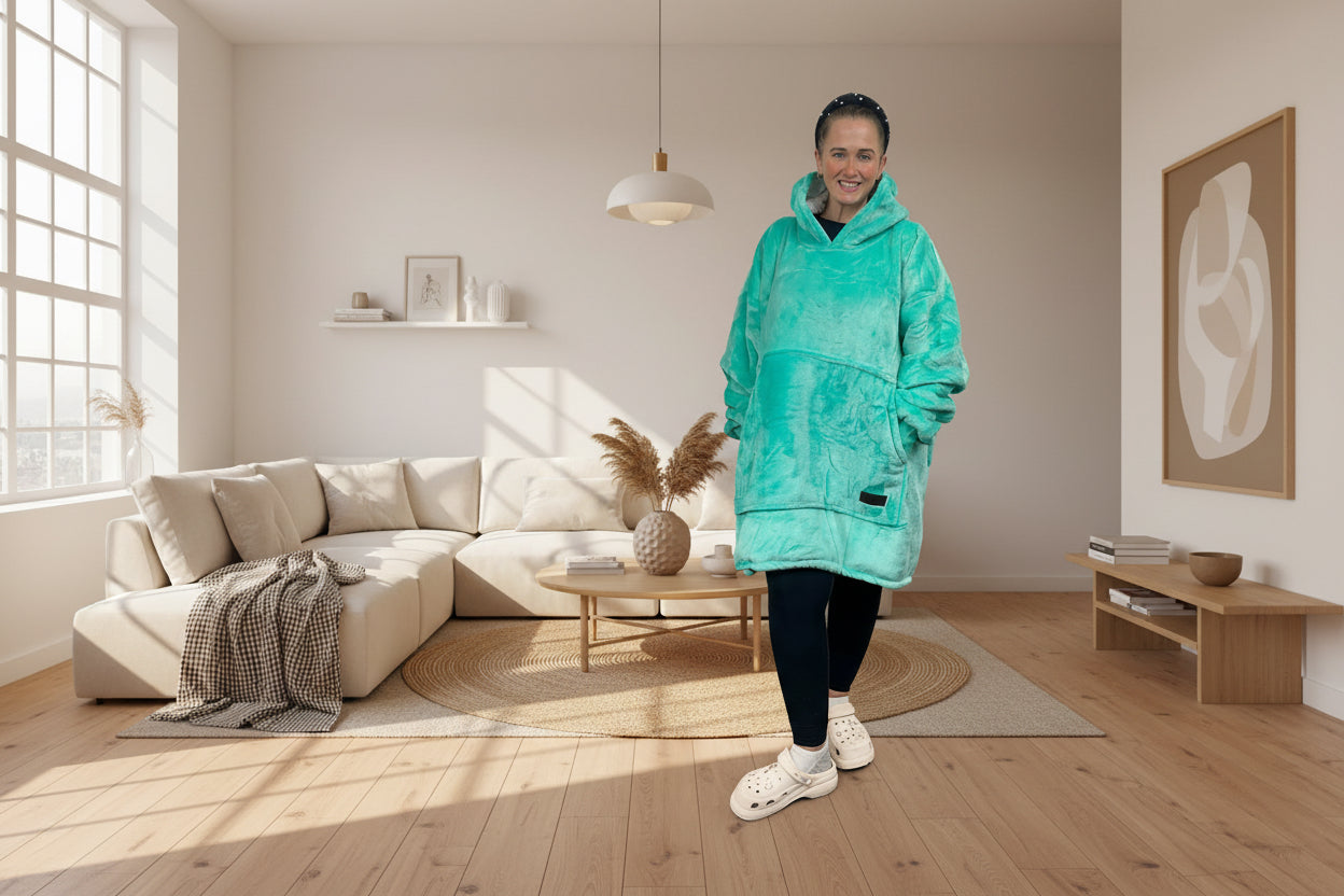 Mint Green Oversized Blanket Hoodie & Slipper Socks