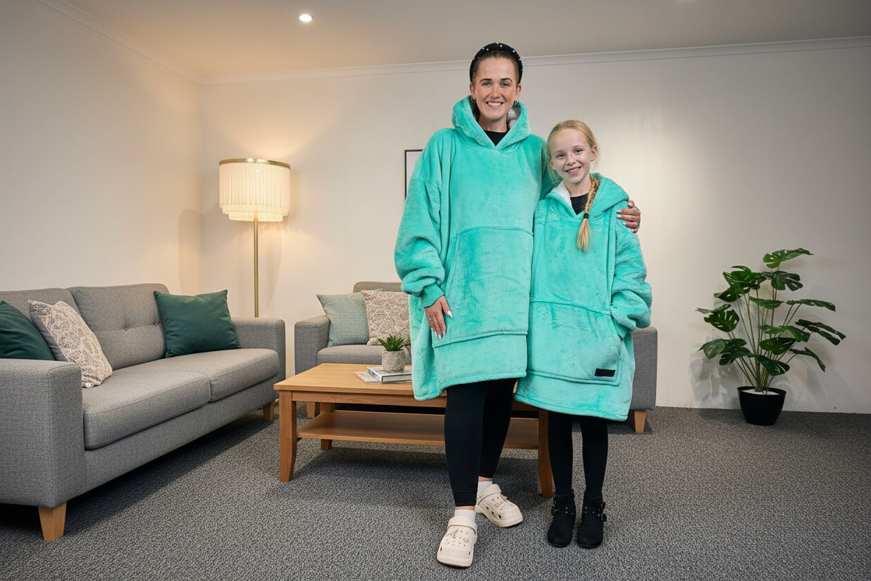 Mint Green Oversized Blanket Hoodie & Slipper Socks