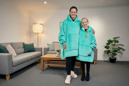 Adult/Youth Mint Green Hoodie Blanket & Socks