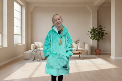 Adult/Youth Mint Green Hoodie Blanket & Socks