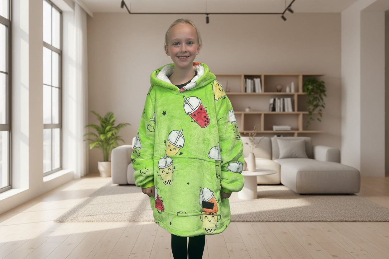 Adult/Youth Bubble Tea Hoodie Blanket