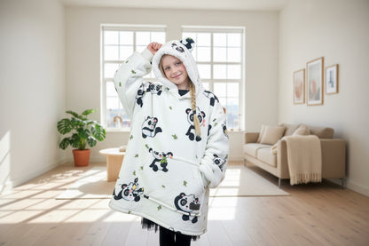 Adult/Youth Panda Hoodie Blanket & Socks