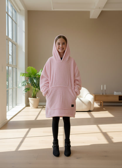 Adult/Youth Light Pink Hoodie Blanket & Socks