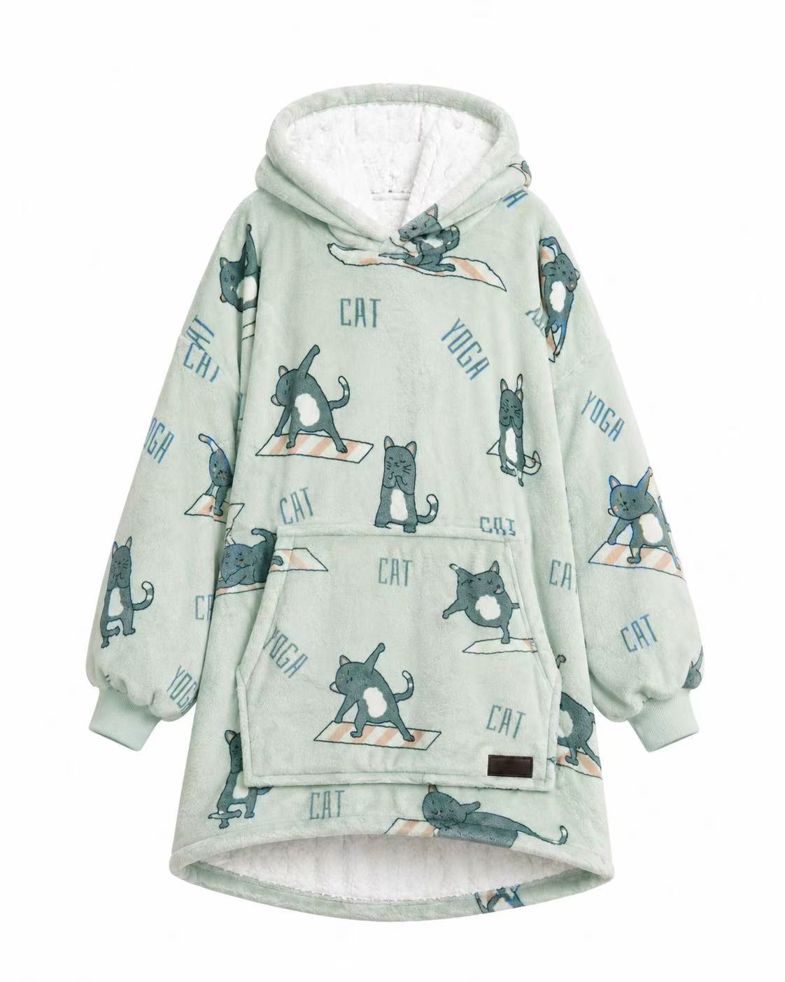 Yoga Cat Kids’ Blanket Hoodie