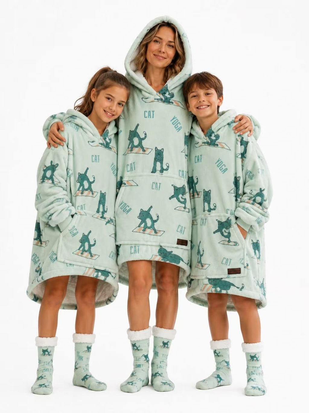 Yoga Cat Kids’ Blanket Hoodie