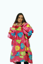Love Heart Oversized Blanket Hoodie & Slipper Socks