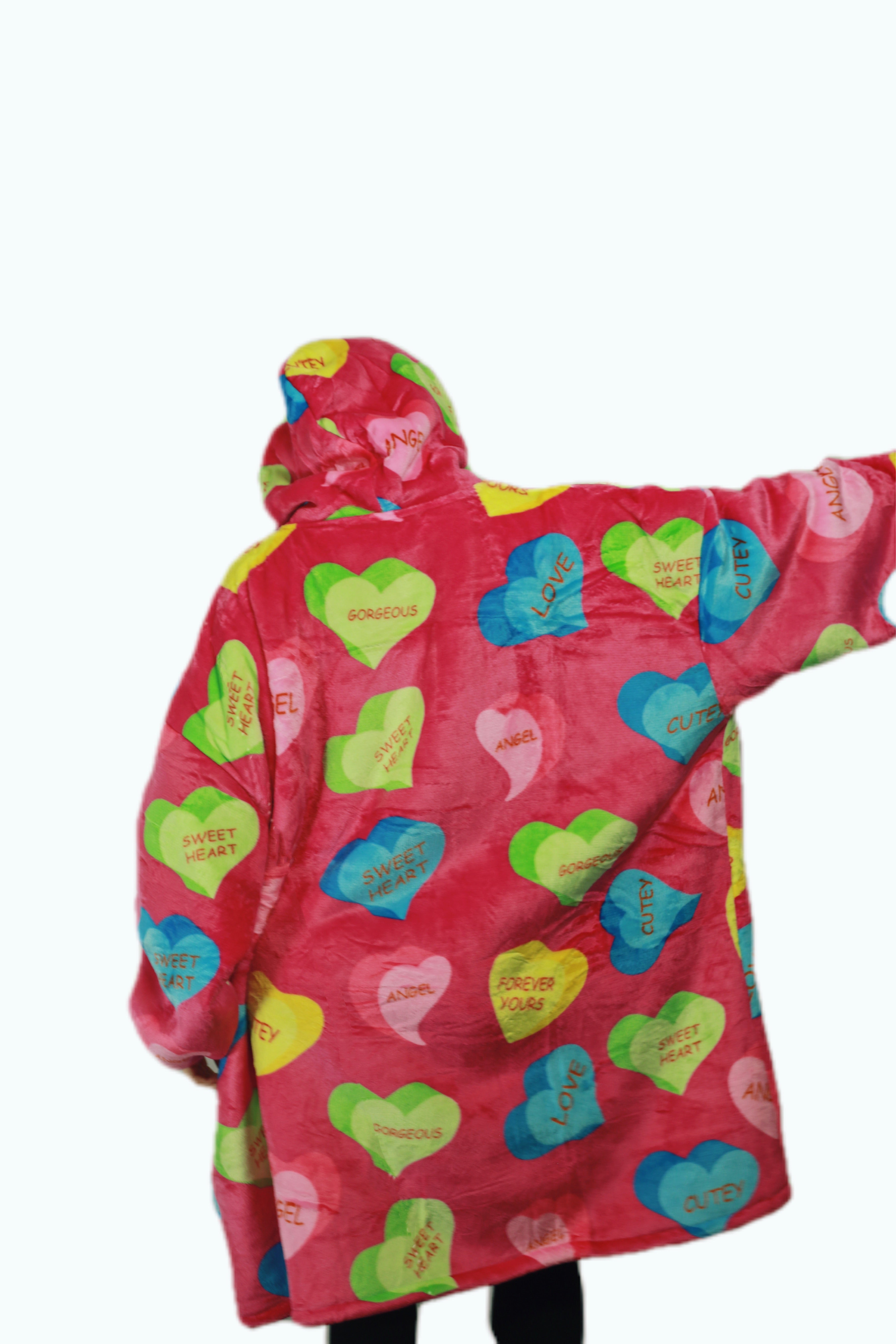 Love Heart Oversized Blanket Hoodie & Slipper Socks