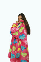 Love Heart Oversized Blanket Hoodie & Slipper Socks