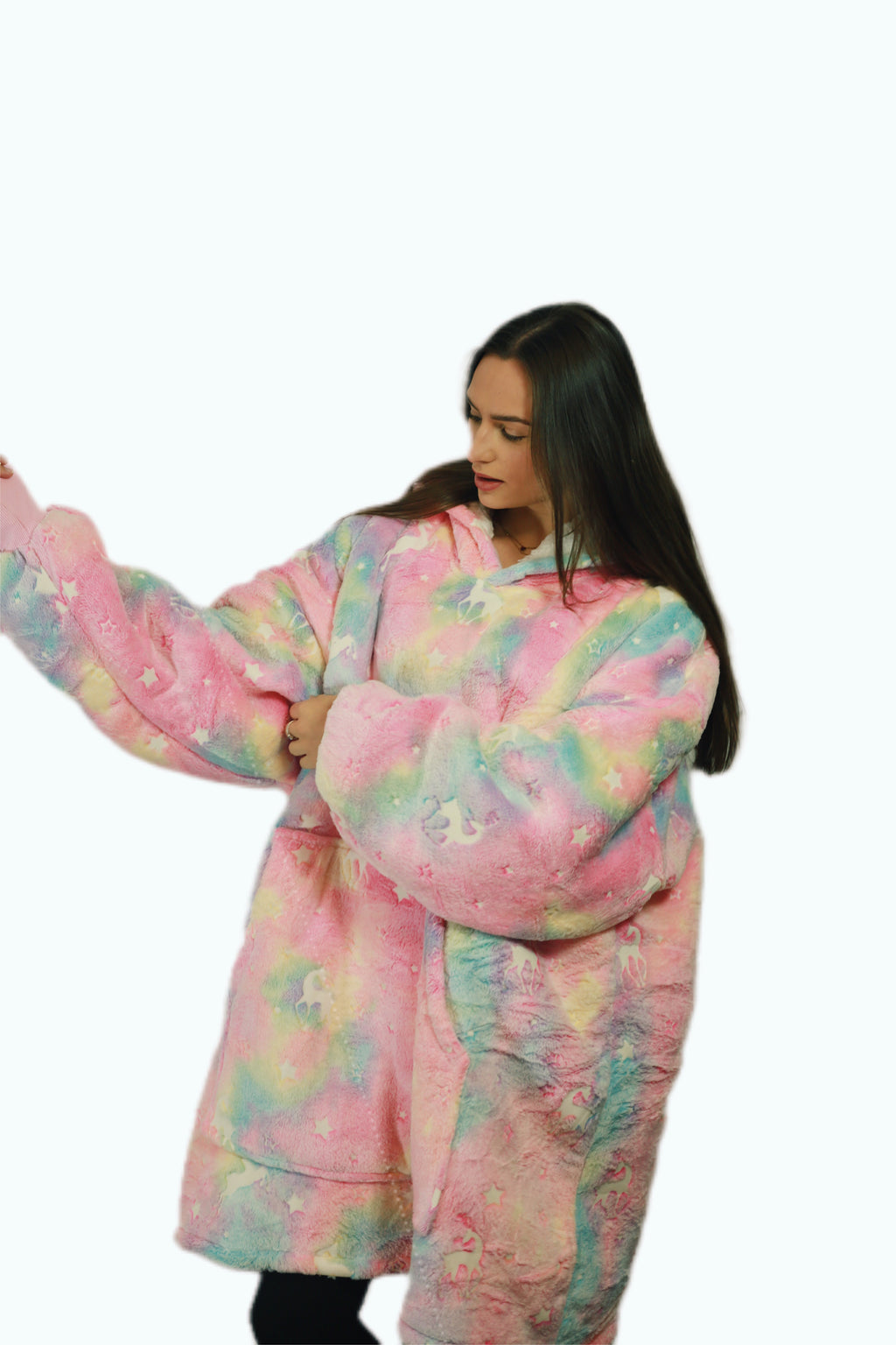 Glow in the Dark  Reindeer Hoodie Blanket & Socks