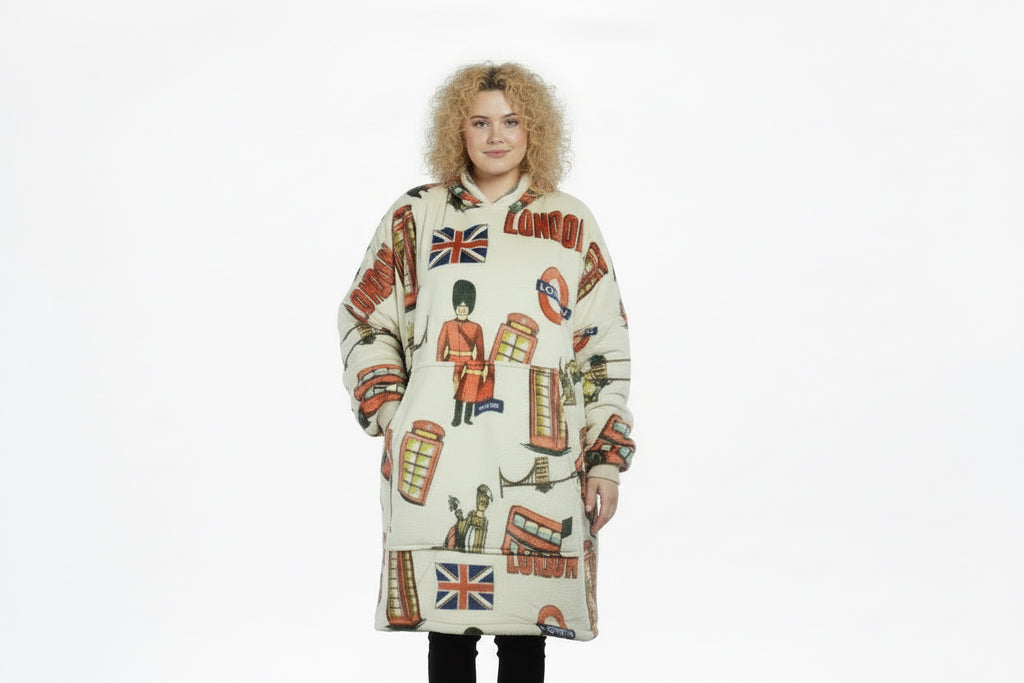 London Oversized Blanket Hoodie & Slipper Socks