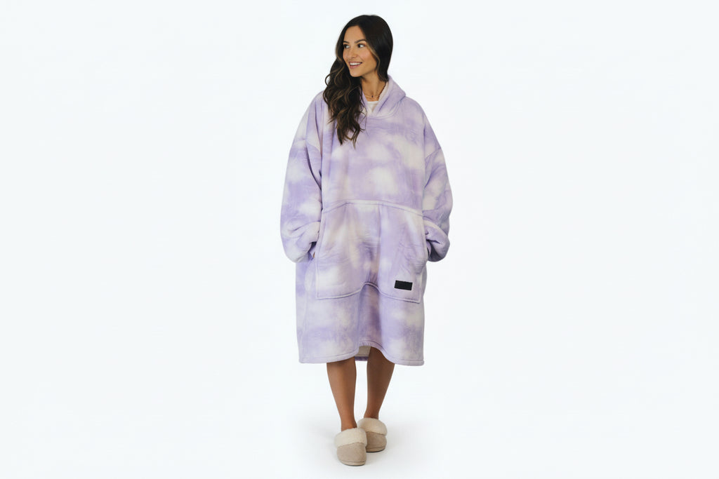 Purple Cloud Oversized Blanket Hoodie & Slipper Socks