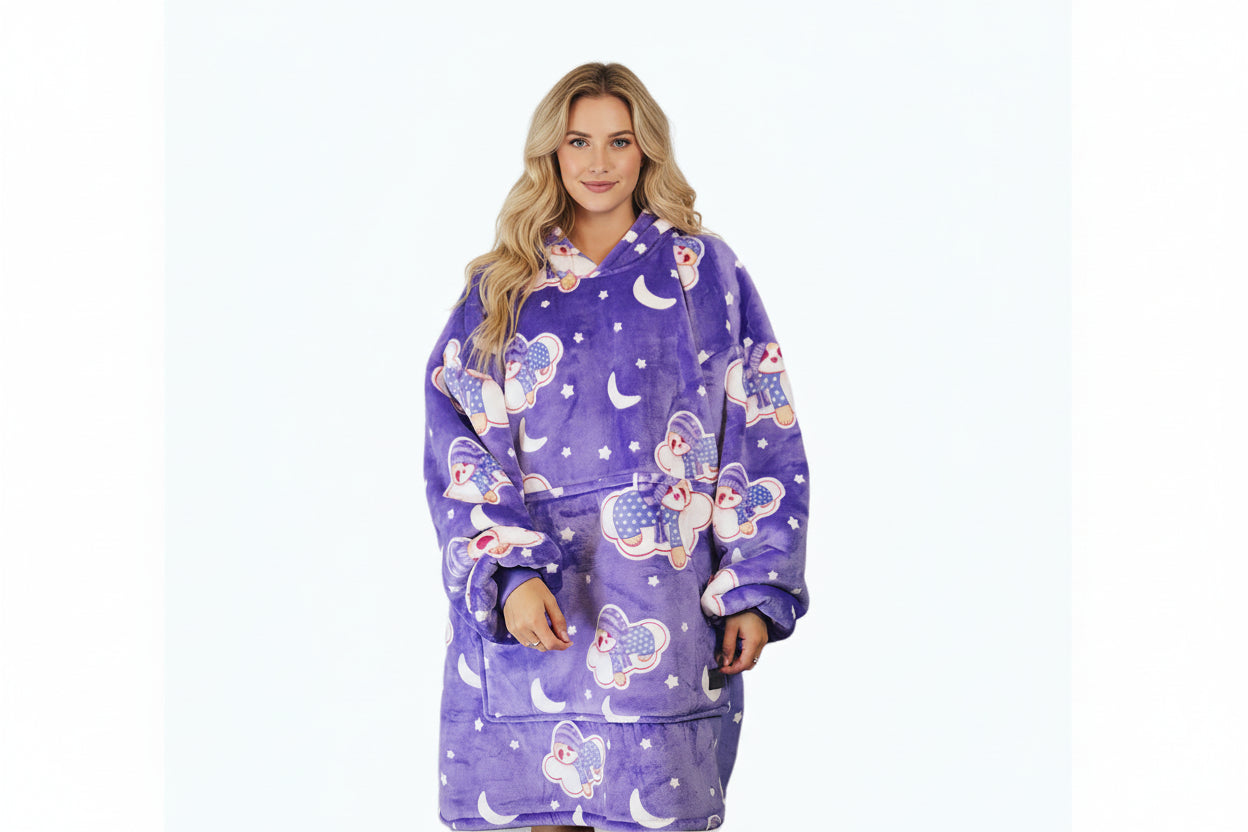 Glow In The Dark Sloth Oversized Blanket Hoodie & Slipper Socks