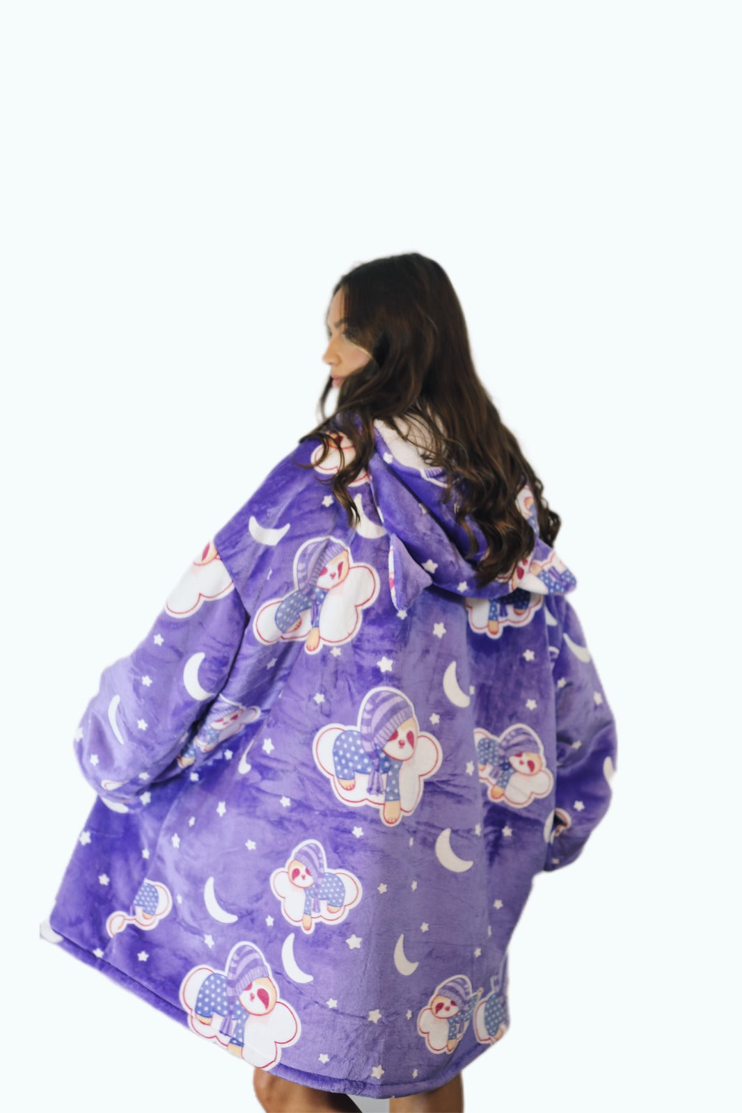 Glow In The Dark Sloth Oversized Blanket Hoodie & Slipper Socks