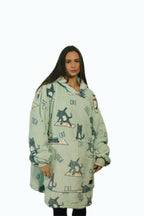 Yoga Cat Oversized Blanket Hoodie & Slipper Socks