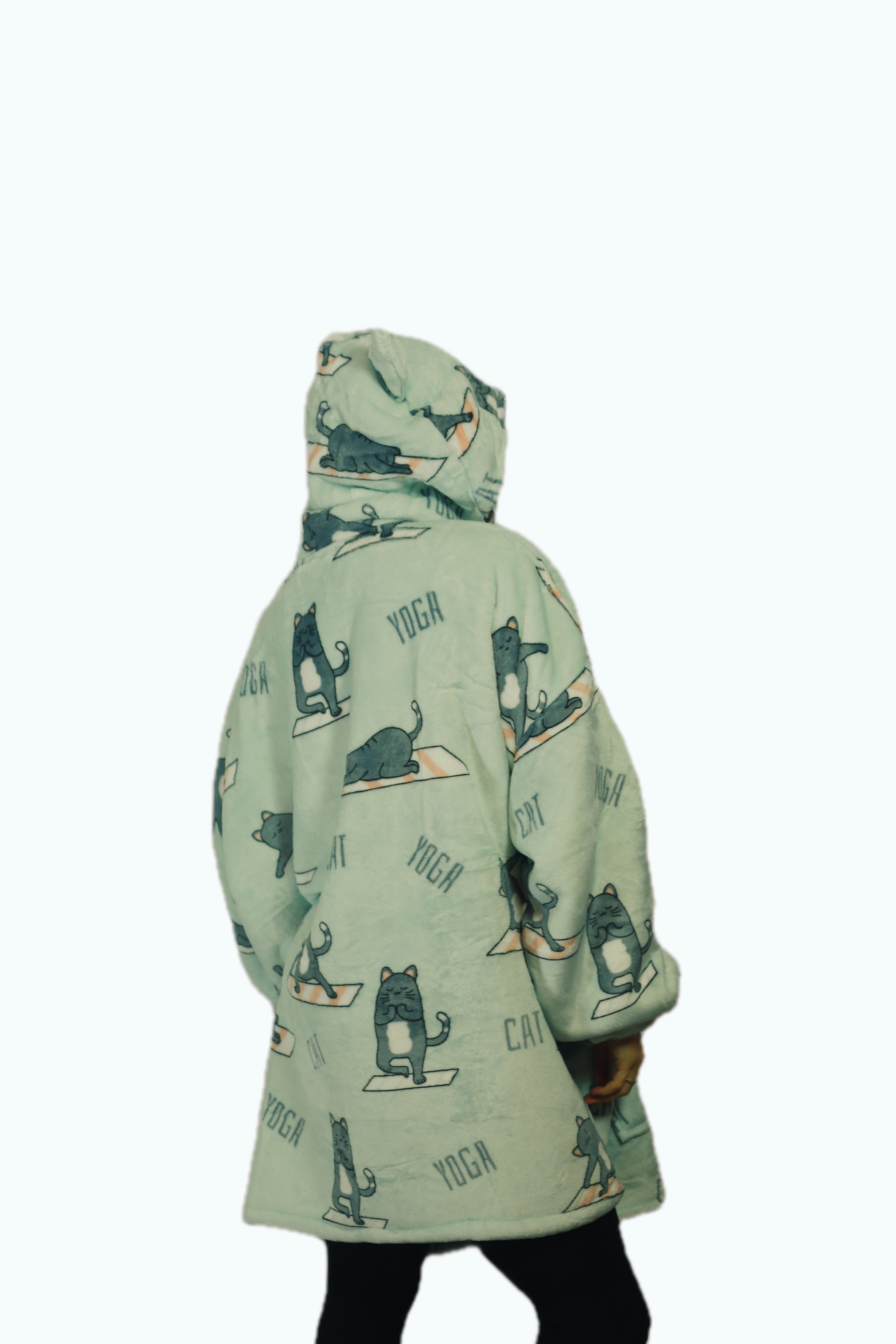 Yoga Cat Oversized Blanket Hoodie & Slipper Socks