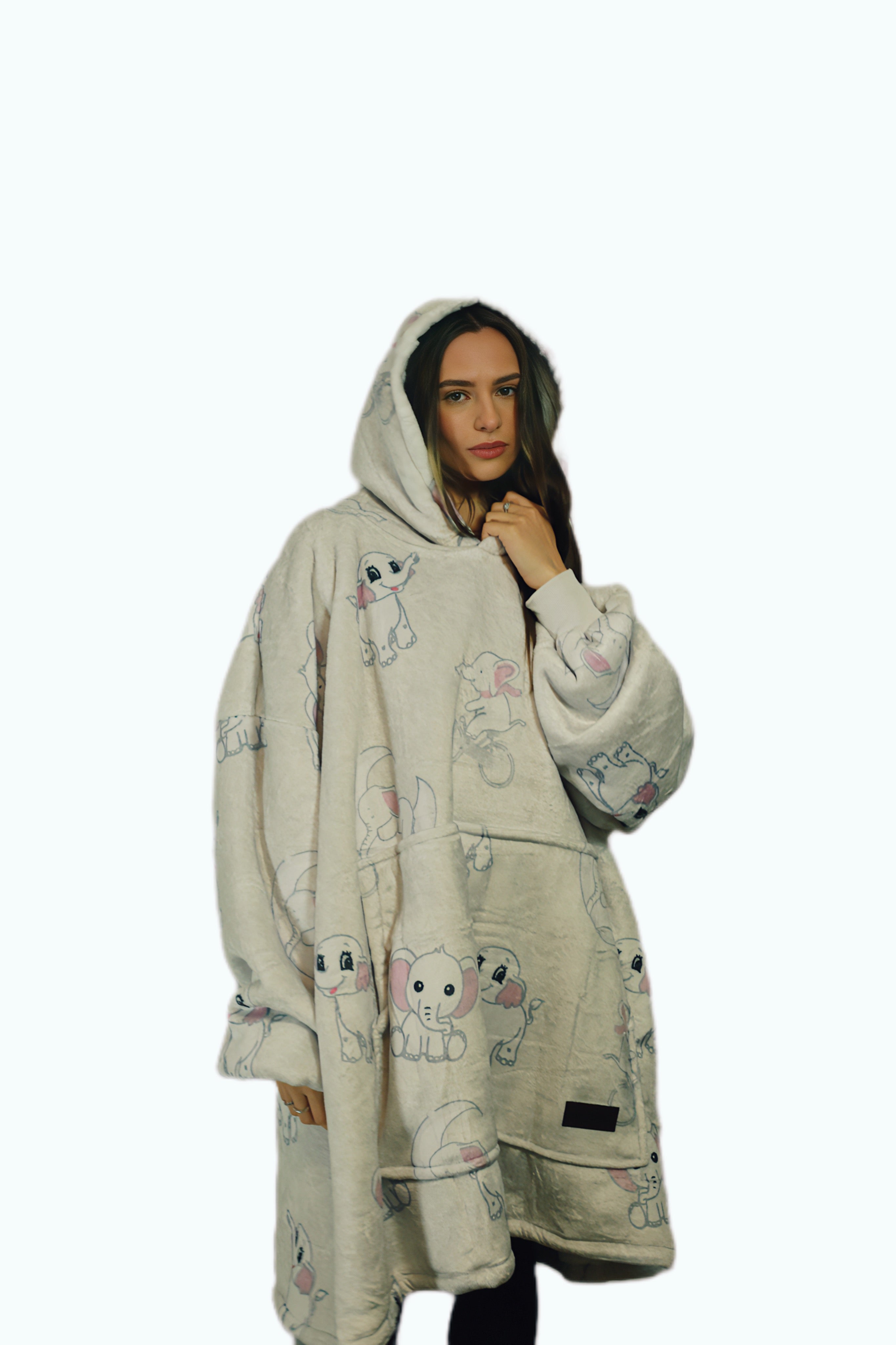 Elephant Oversized Blanket Hoodie & Slipper Socks