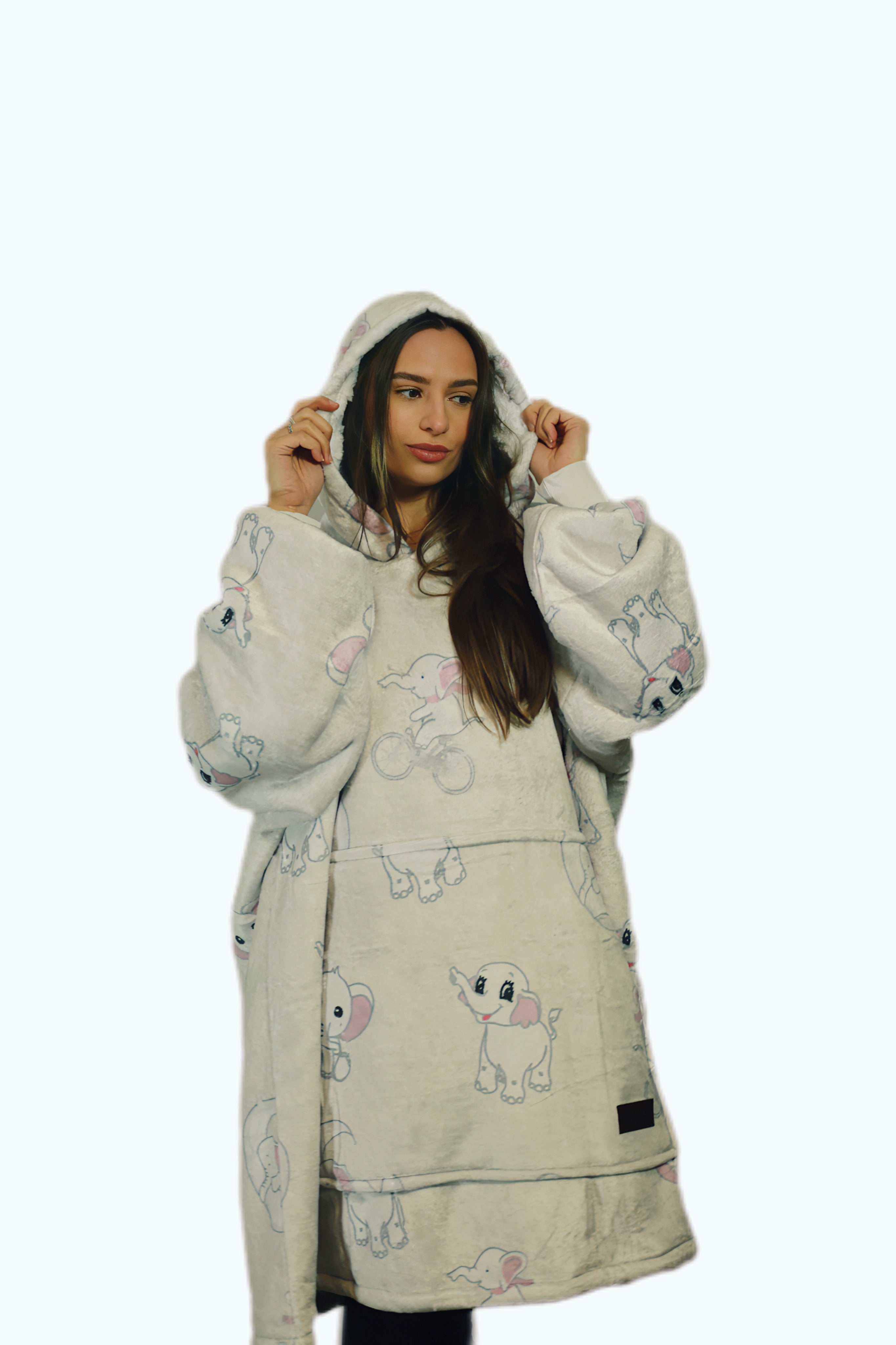 Elephant Oversized Blanket Hoodie & Slipper Socks