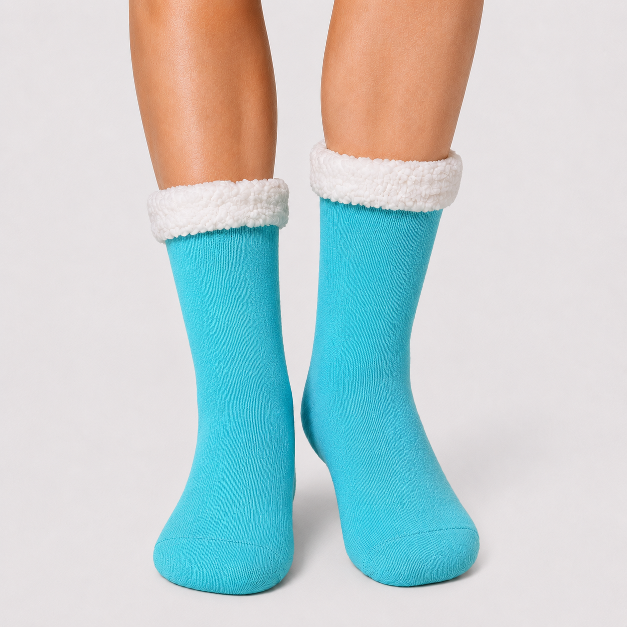 Aqua Blue Adult Slipper Socks