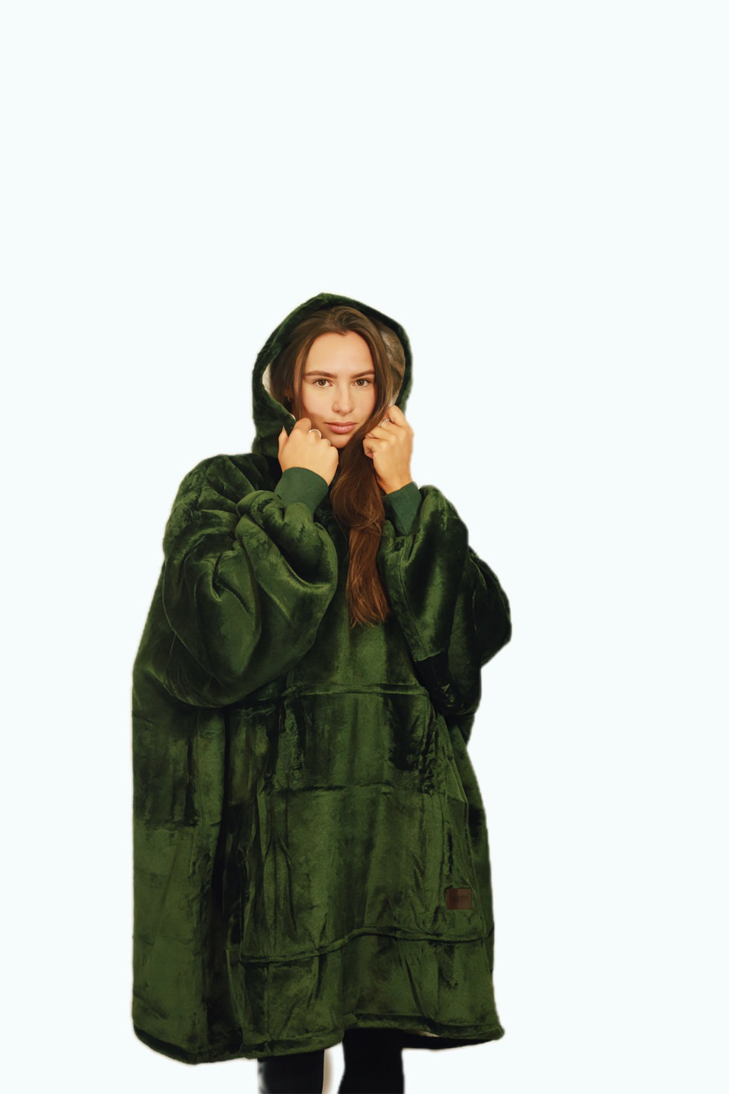 Army Green Oversized Blanket Hoodie & Slipper Socks