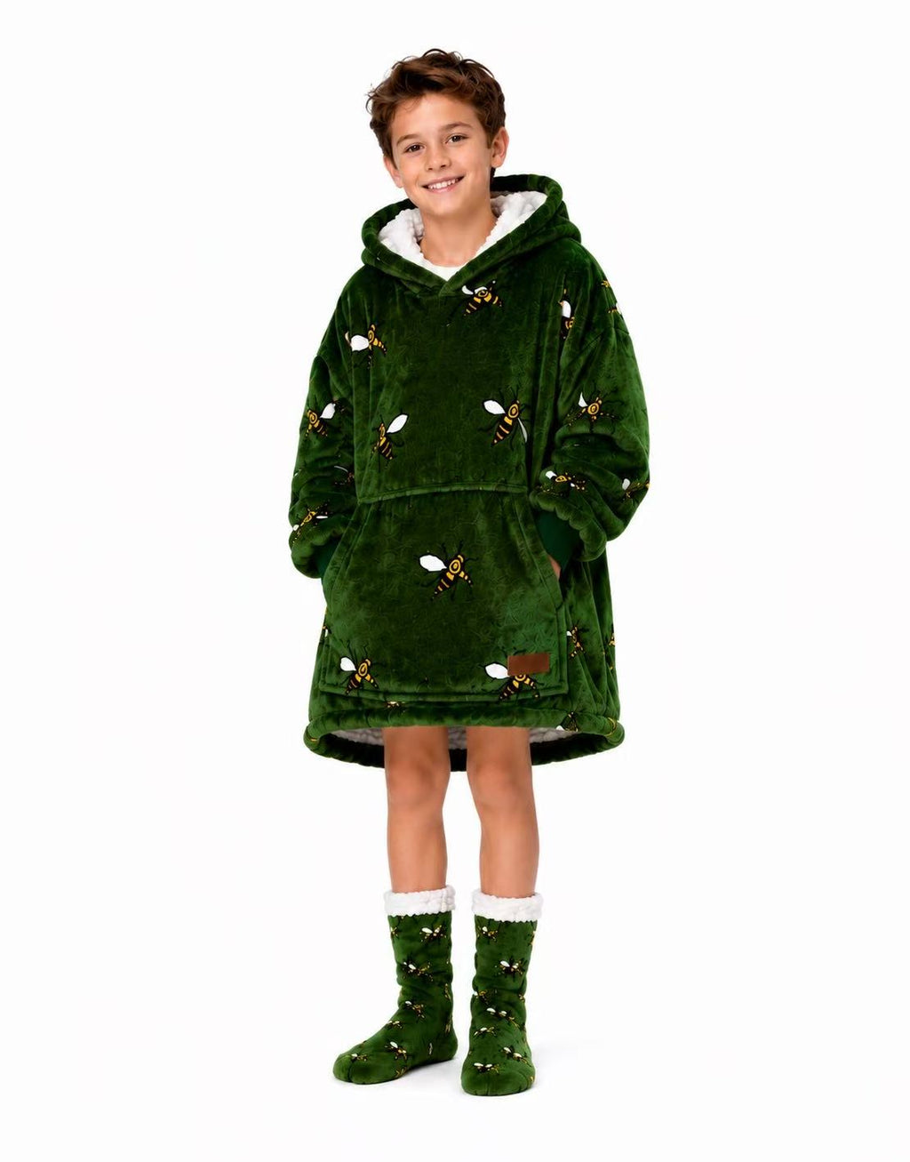 Green Bees Kids’ Blanket Hoodie
