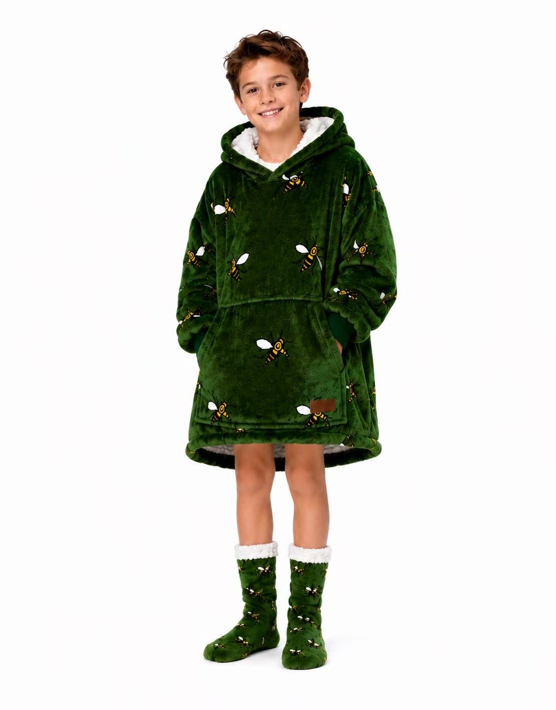 Green Bees Kids’ Blanket Hoodie
