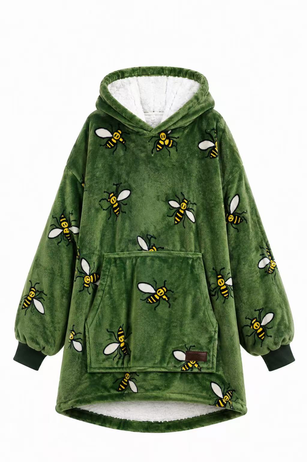Green Bees Kids’ Blanket Hoodie