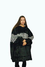 Black Zebra Oversized Blanket Hoodie & Slipper Socks