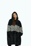 Black Zebra Oversized Blanket Hoodie & Slipper Socks