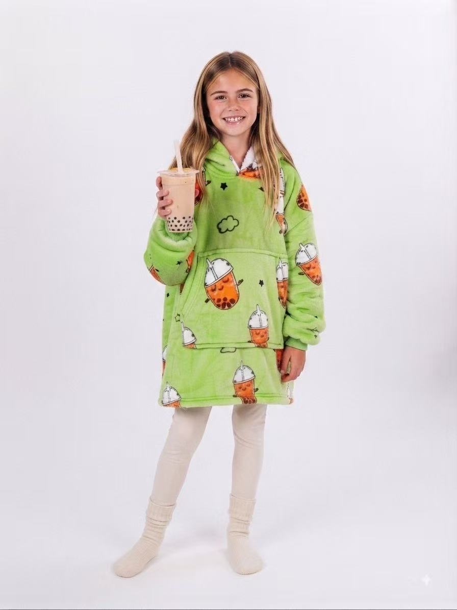 Bubble Tea Kids’ Blanket Hoodie