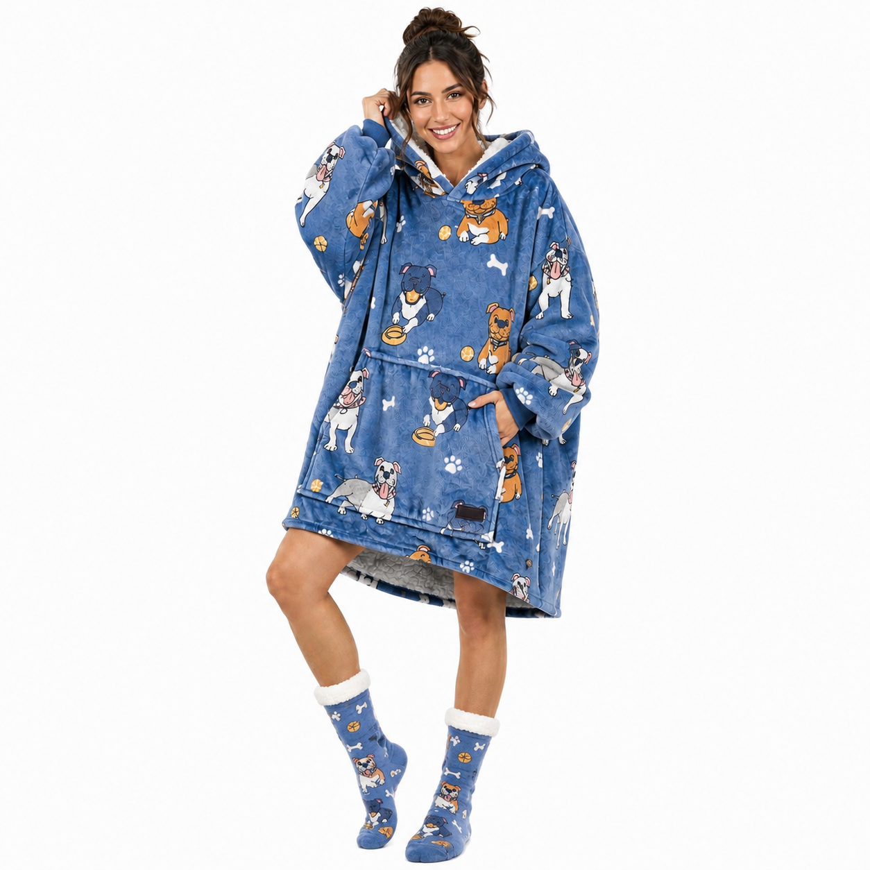 Bull Dog Adult Oversized Blanket Hoodie