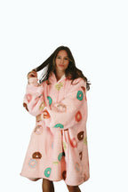 Donuts Oversized Blanket Hoodie & Slipper Socks