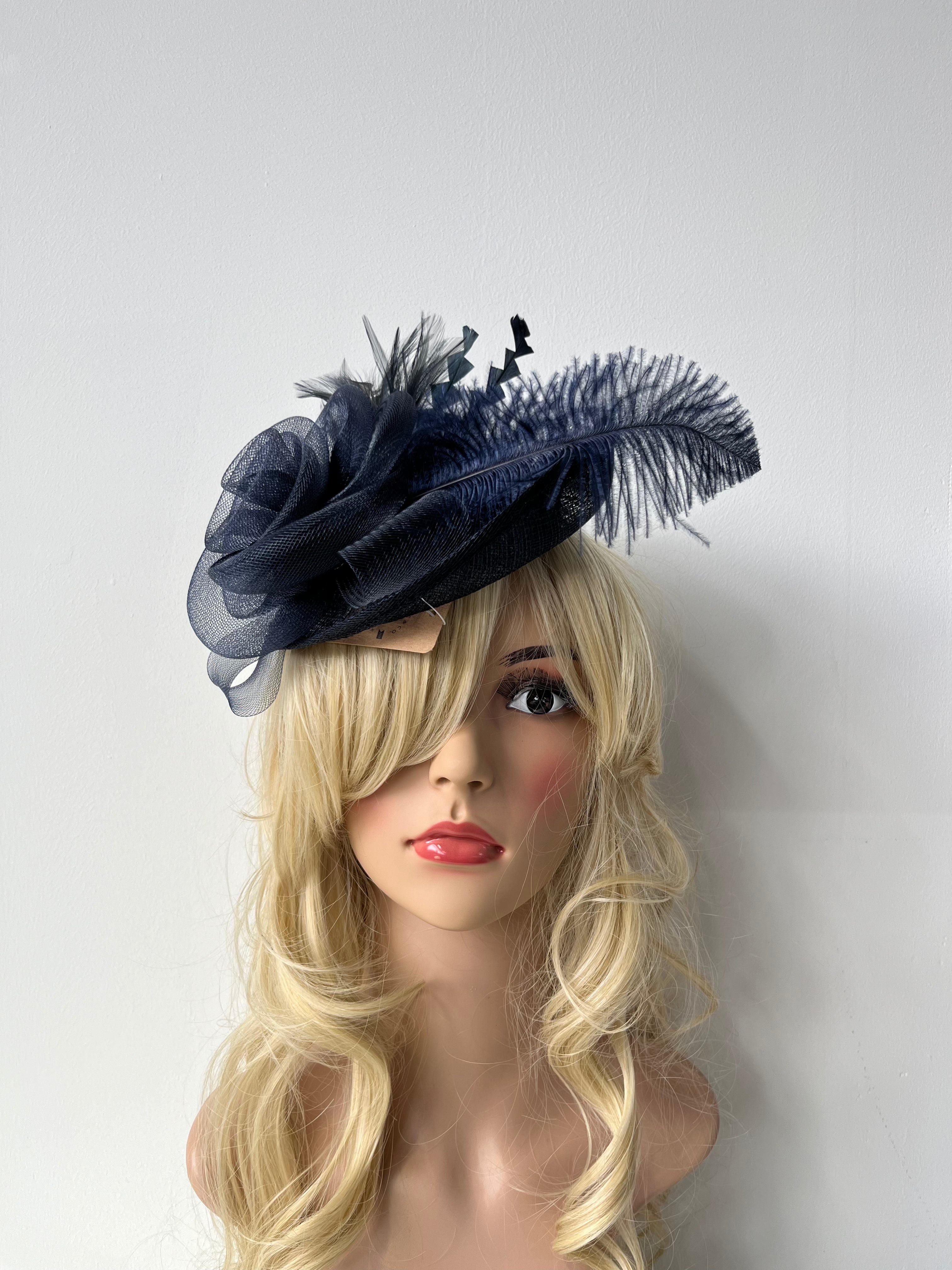 Rose and Feather Mini Hat Fascinator
