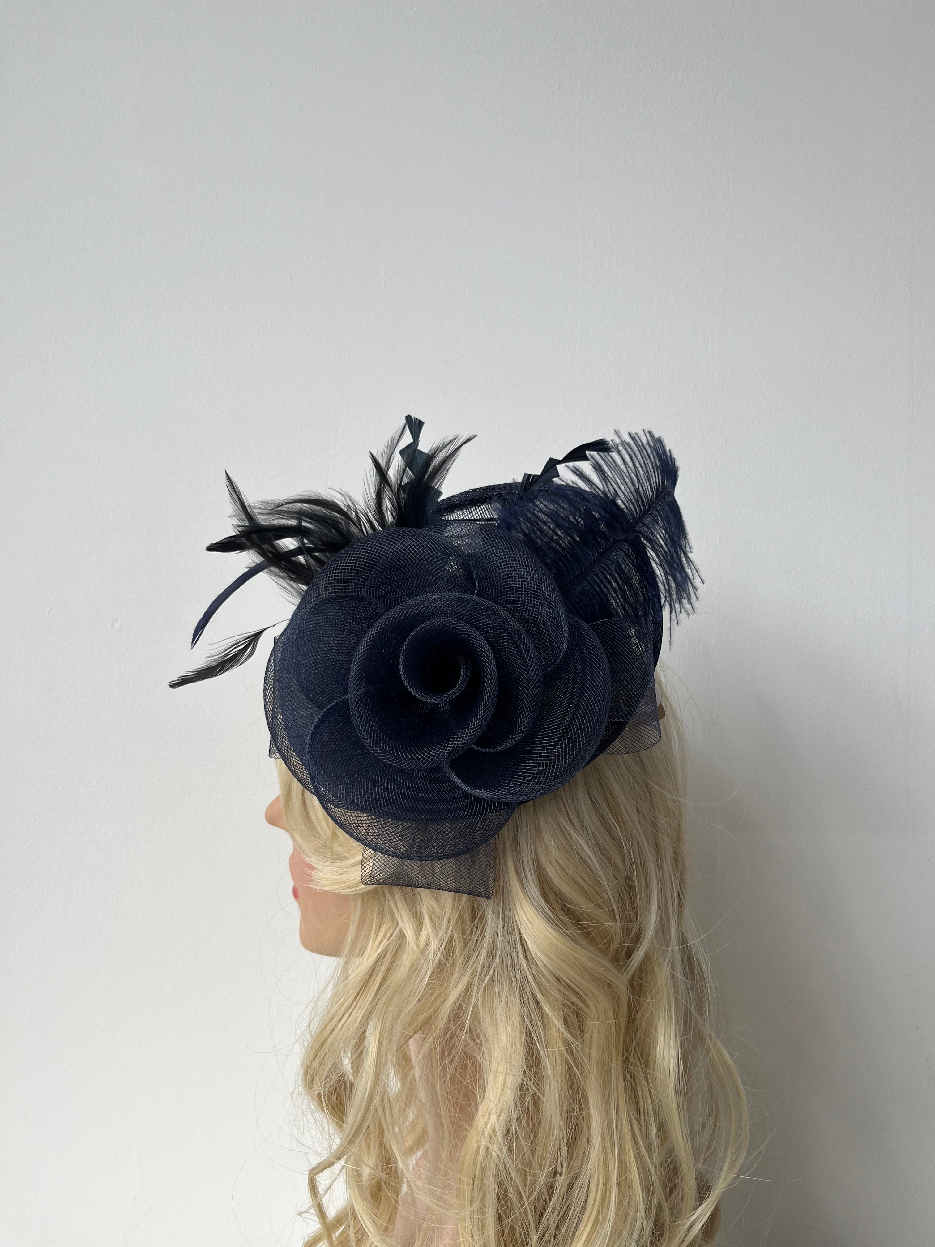 Rose and Feather Mini Hat Fascinator