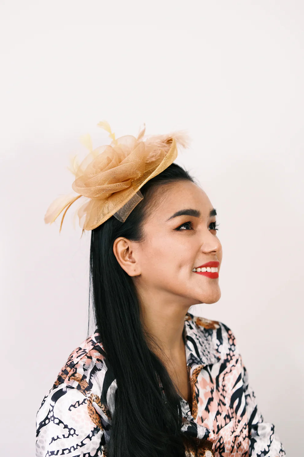 Rose and Feather Mini Hat Fascinator