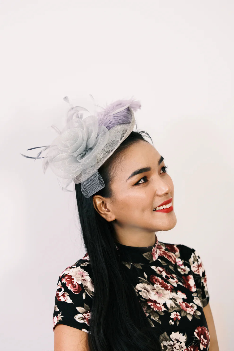 Rose and Feather Mini Hat Fascinator