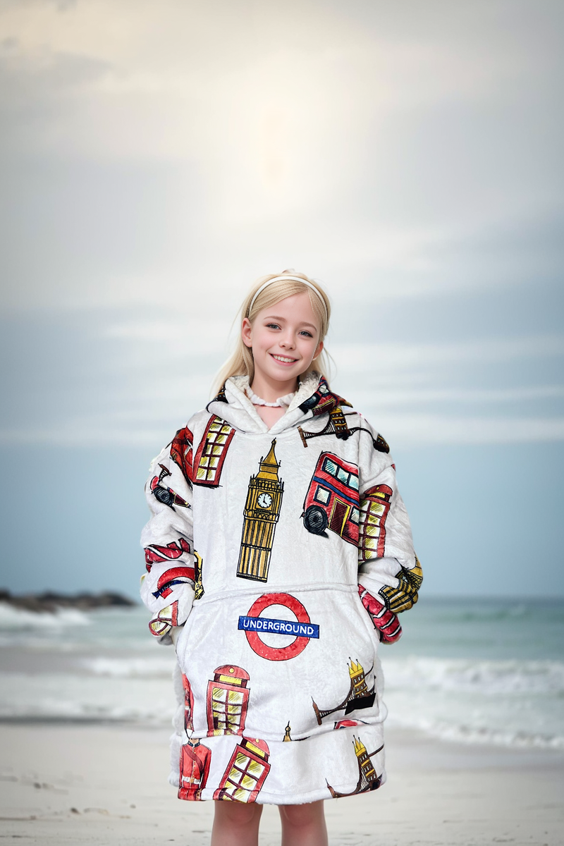 London Oversized Blanket Hoodie & Slipper Socks