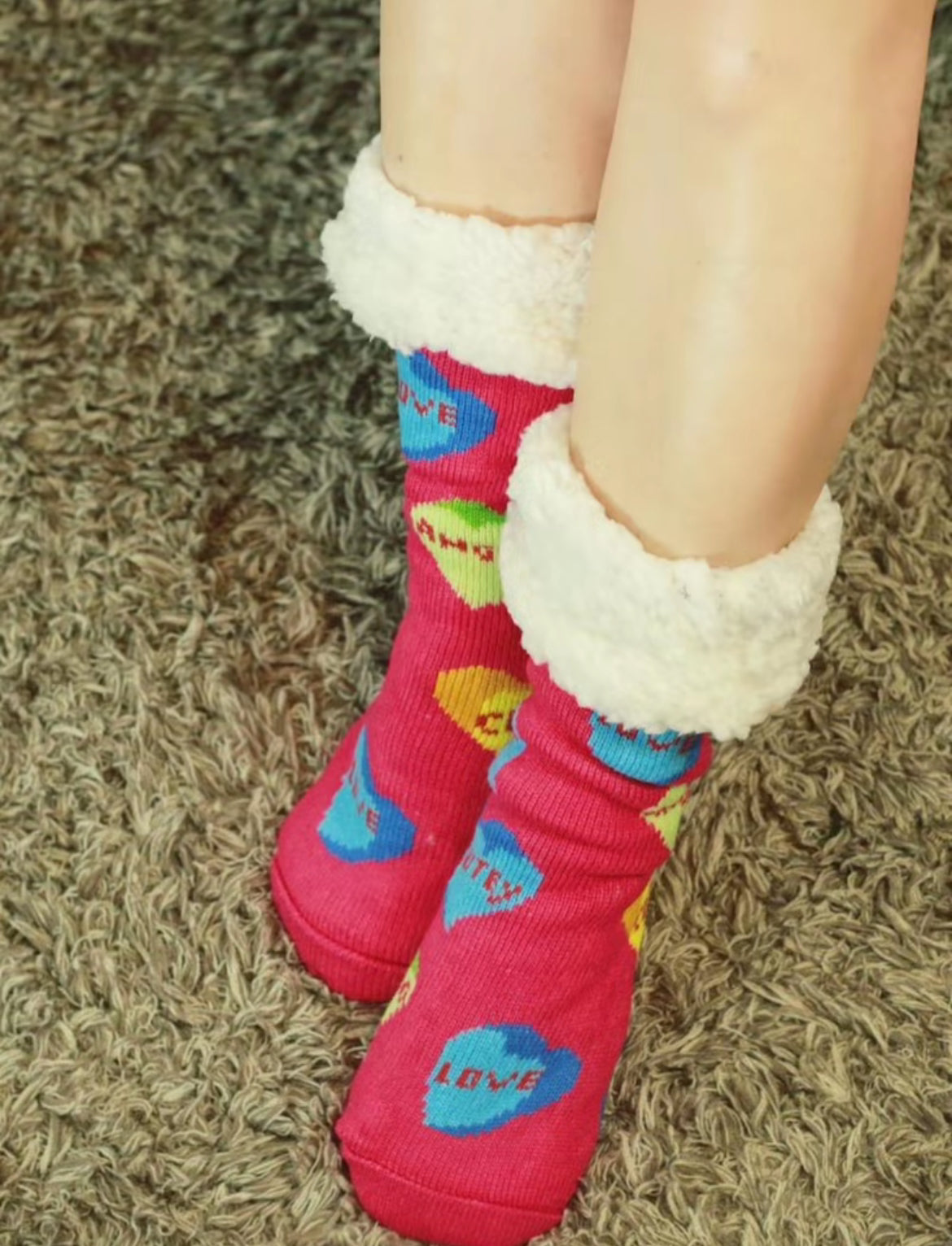 Love Heart Oversized Blanket Hoodie & Slipper Socks